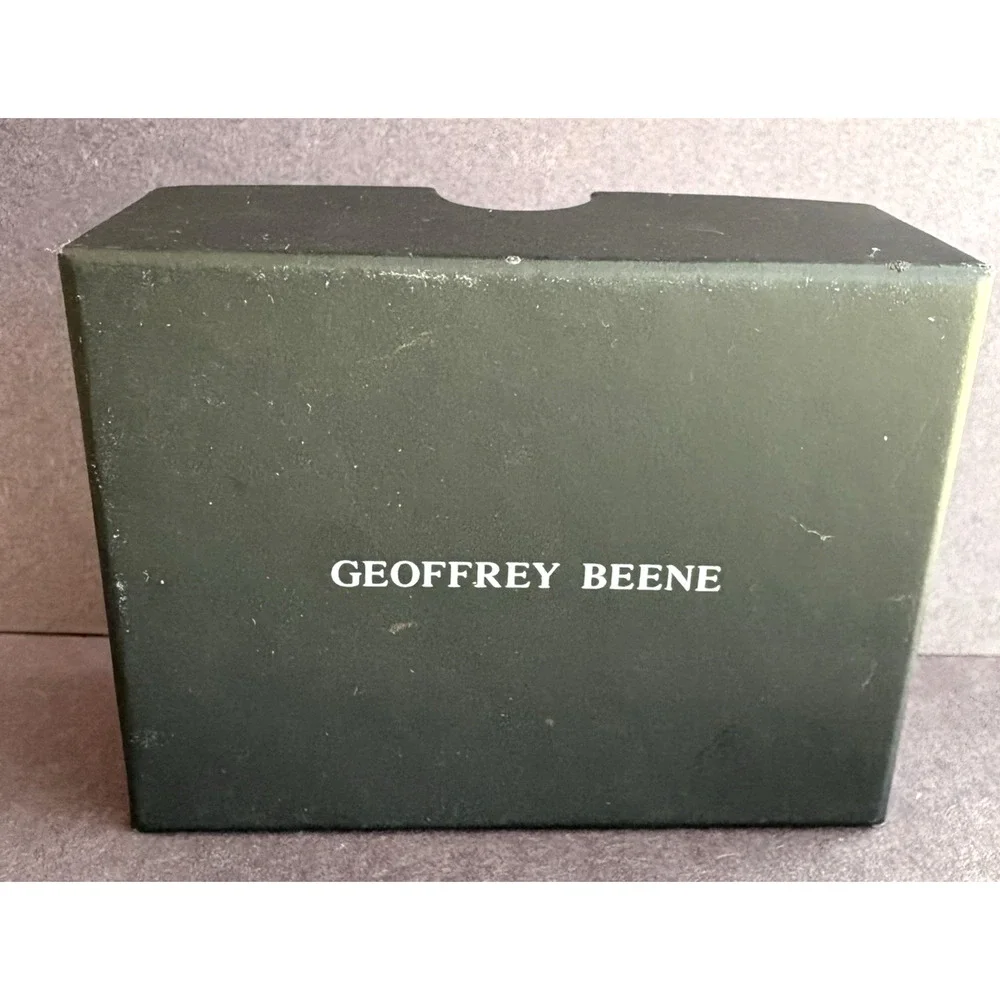 Geoffrey Beene Men's Cufflinks Silver & Black Enamel‎ Square Geometric Classic